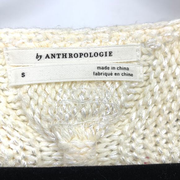 By Anthropologie Lara Sequined Sweater Womens Size Small Cream Multicolor Sequin - Picture 5 of 7